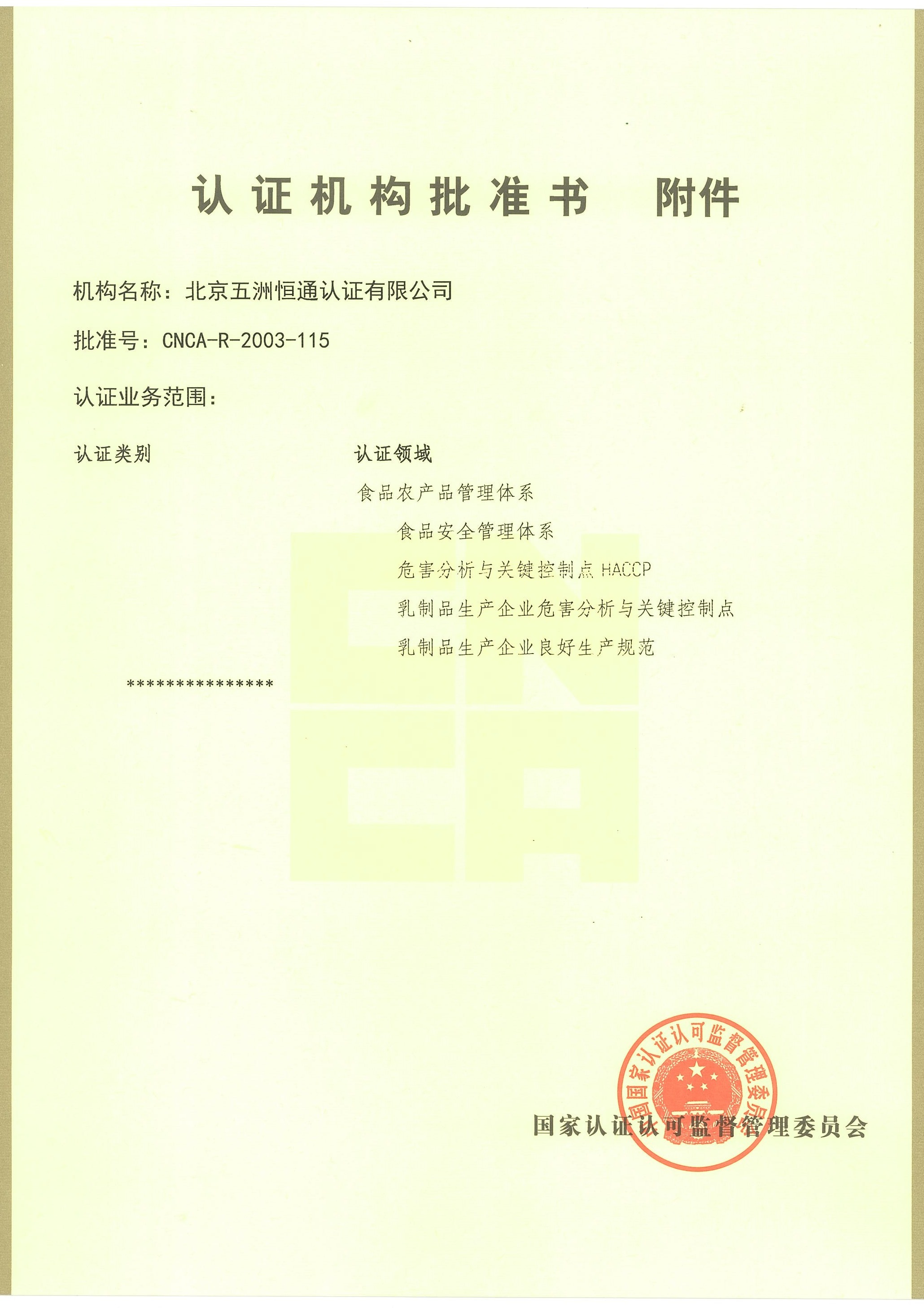 認證機構(gòu)批準書附件2
