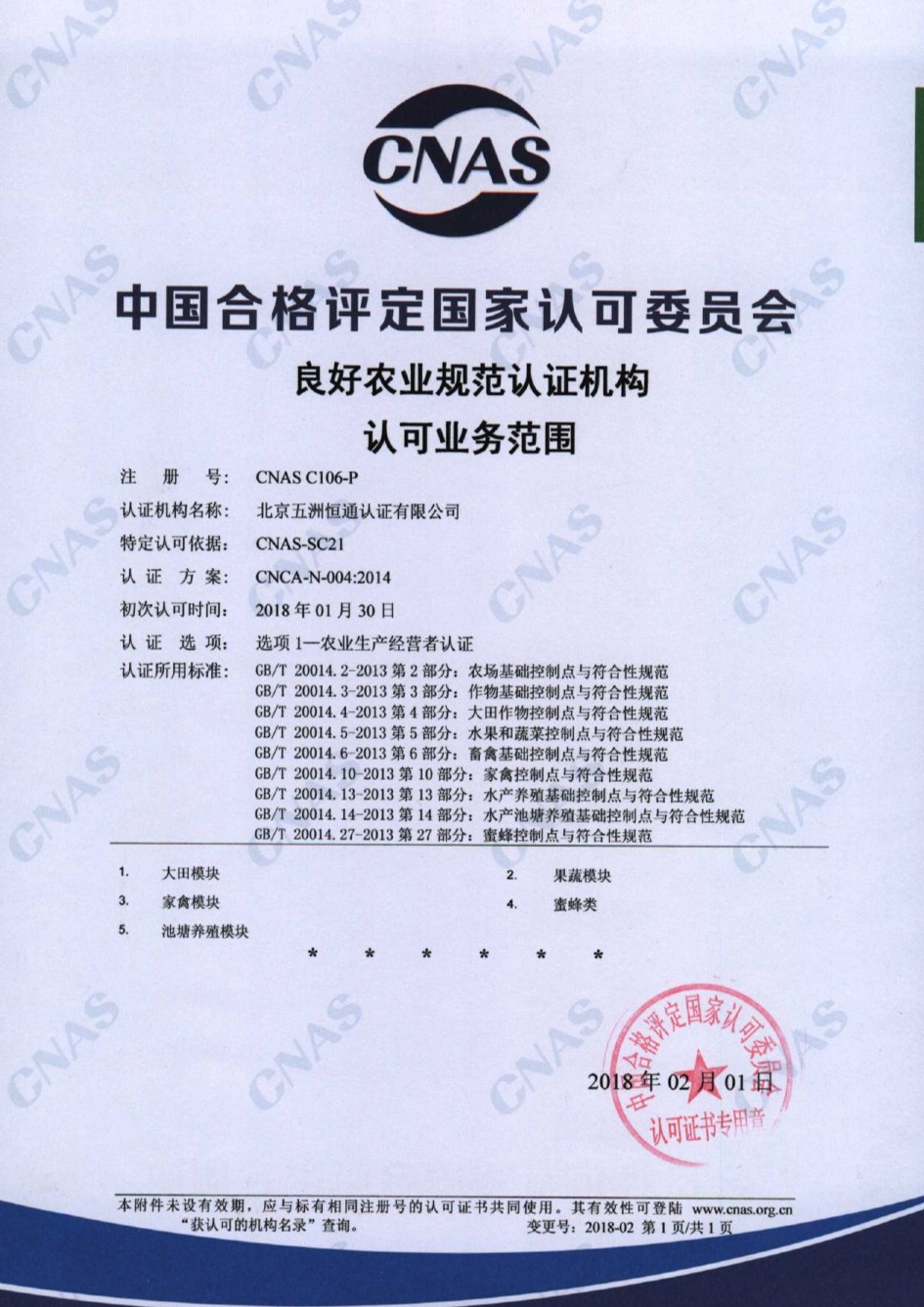 GAP 認可證書